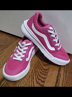 Vans Pink and White Ultrarange Slip On Sneakers